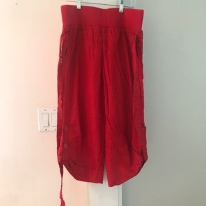 Anthropologie red cropped wide leg pants